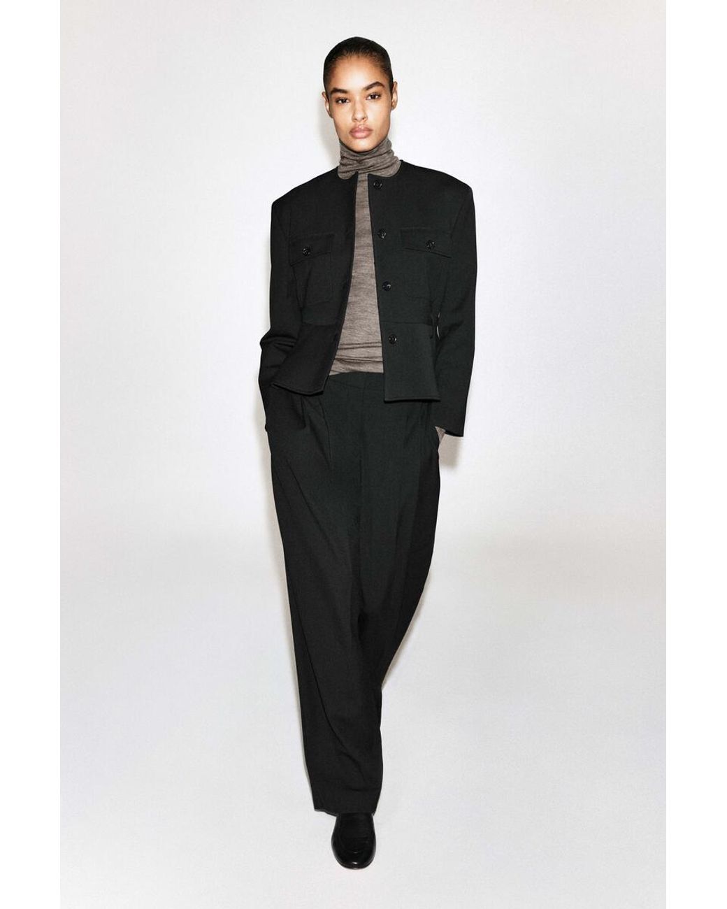 COS Brown Merino Wool High-Neck Top