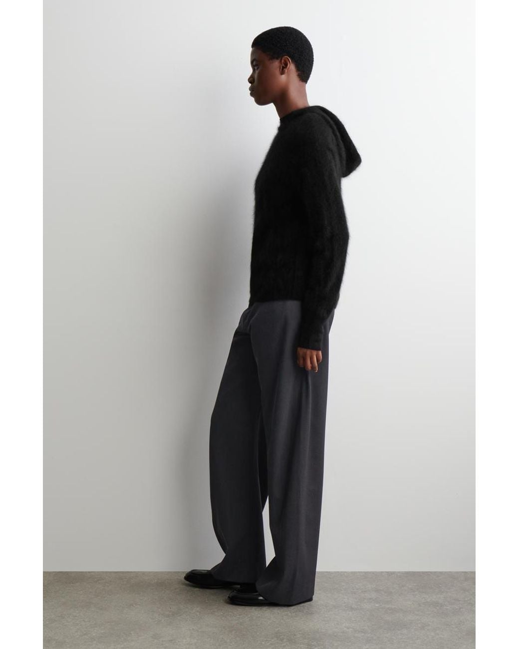 COS Black Brushed-Cashmere Hoodie