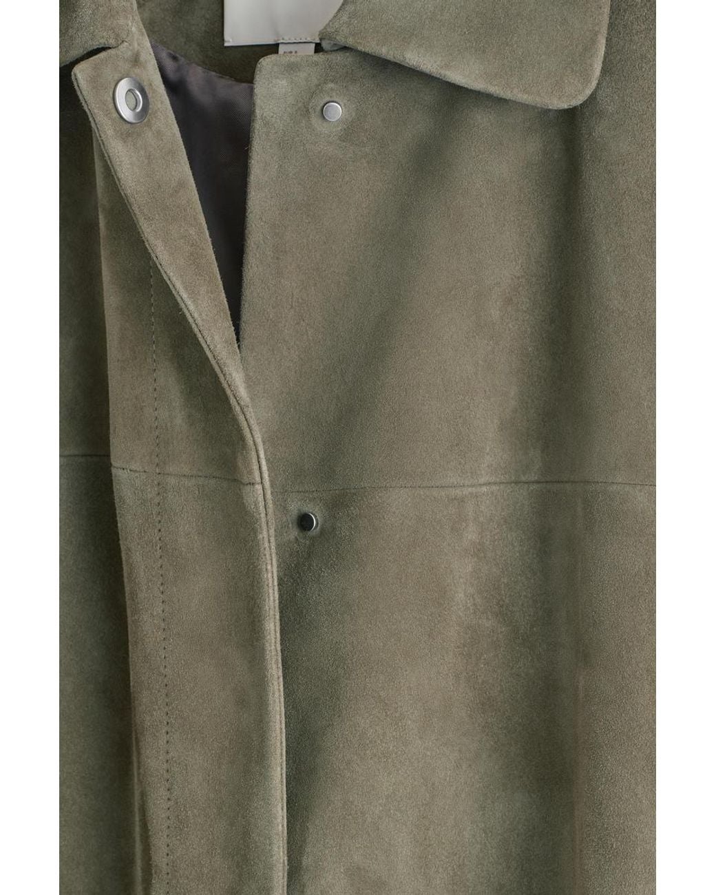 COS Green Collared Suede Long Coat