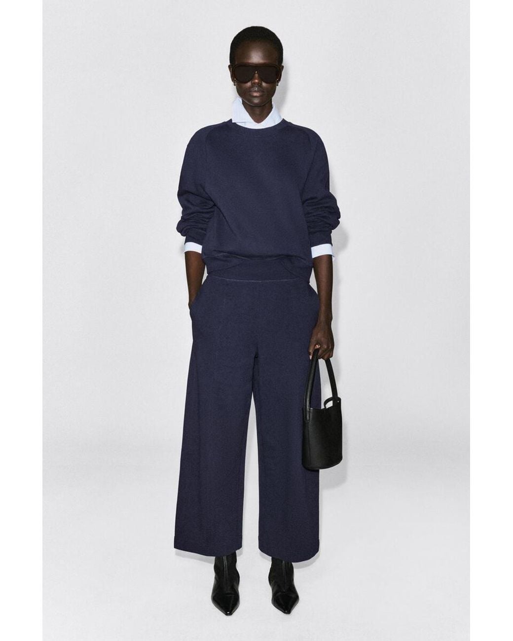COS Blue Cotton Barrel-Leg Joggers