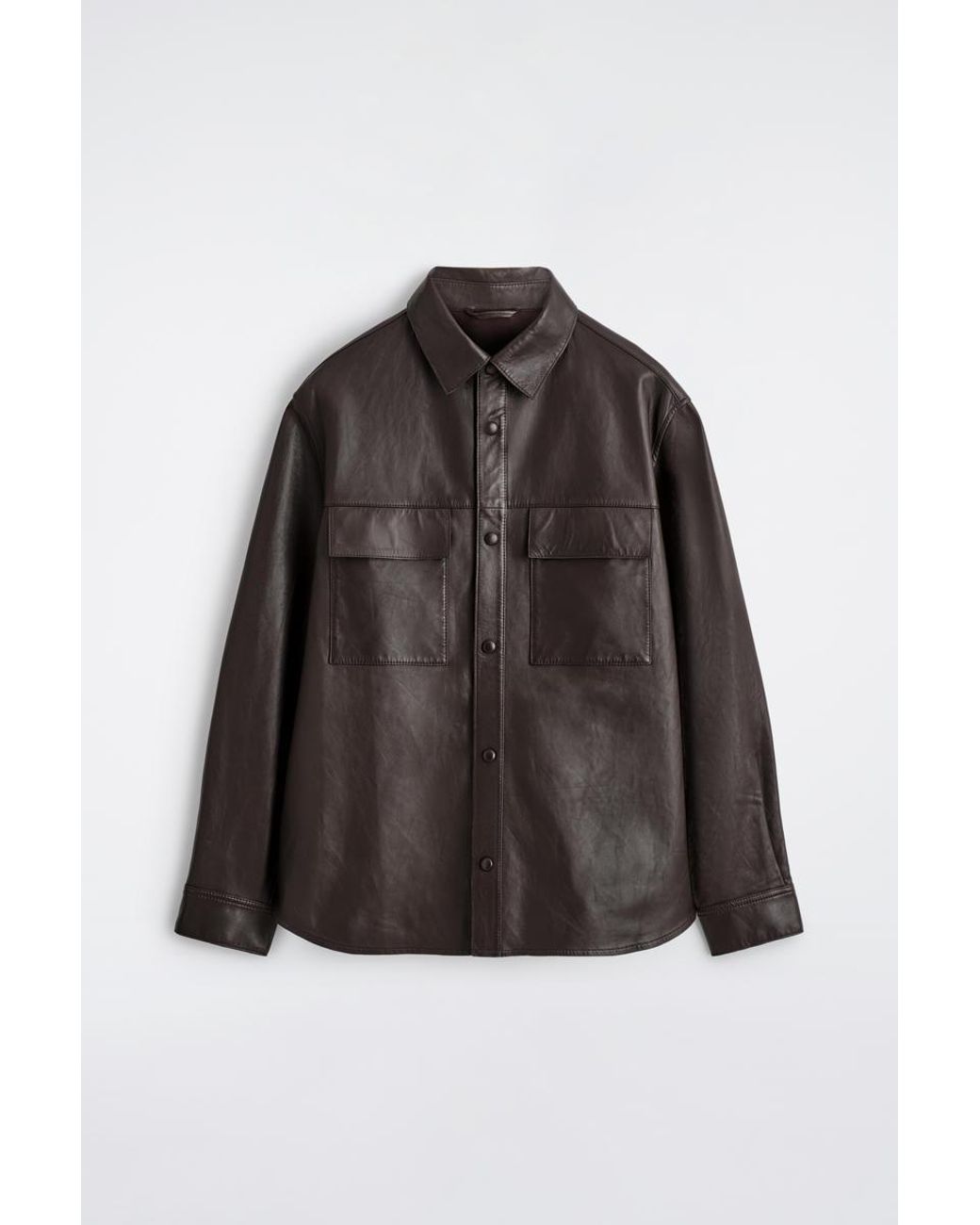 COS Leather Overshirt in Brown for Men | Lyst