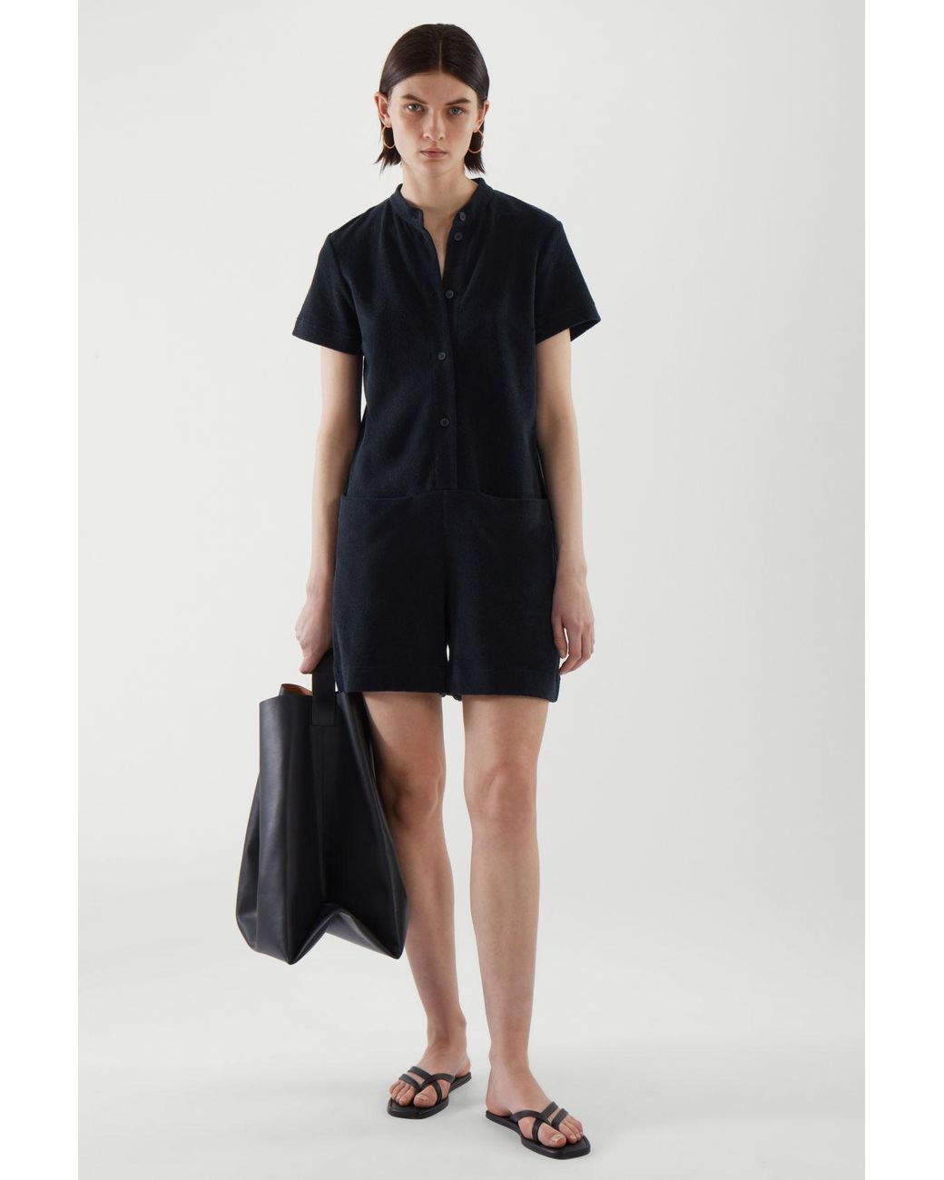 COS Terry Towelling Playsuit in Blue | Lyst