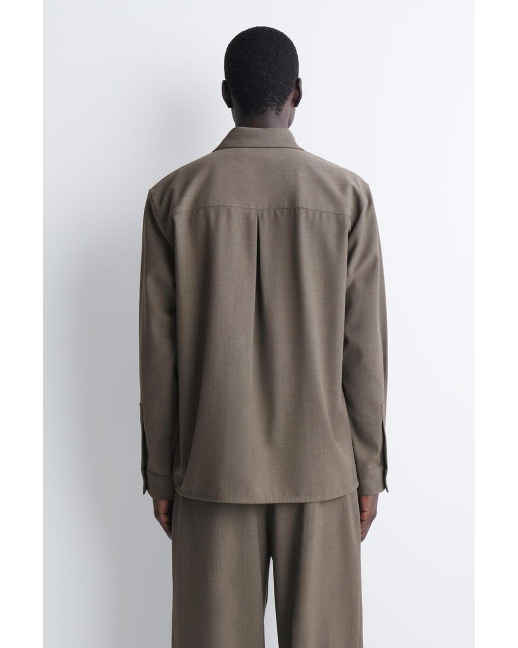 COS Brown Relaxed Wool-Blend Shirt for men