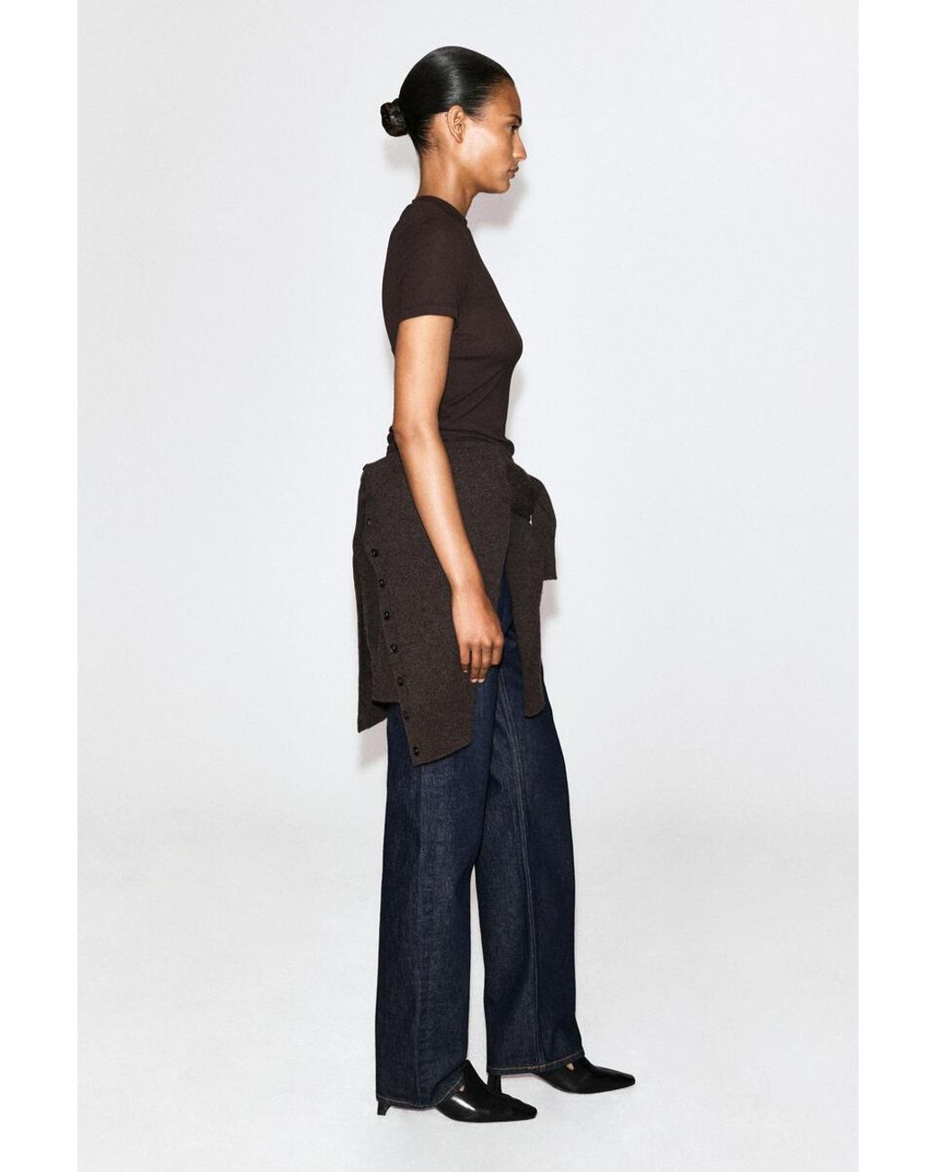 COS Black Crepe-Jersey T-Shirt