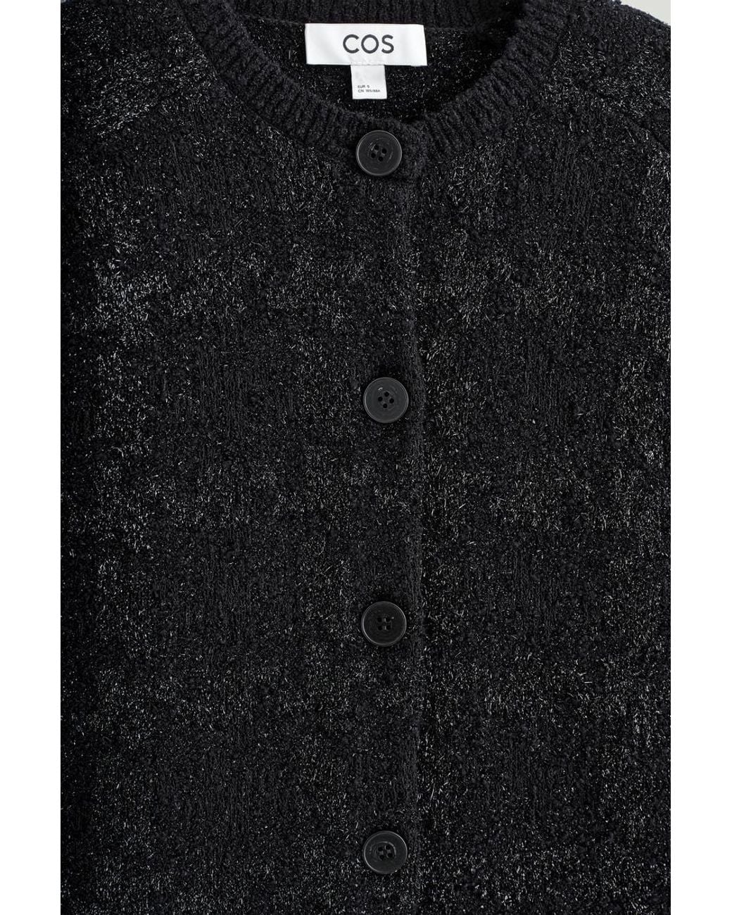 COS Black Sparkly Bouclé-Knit Cardigan