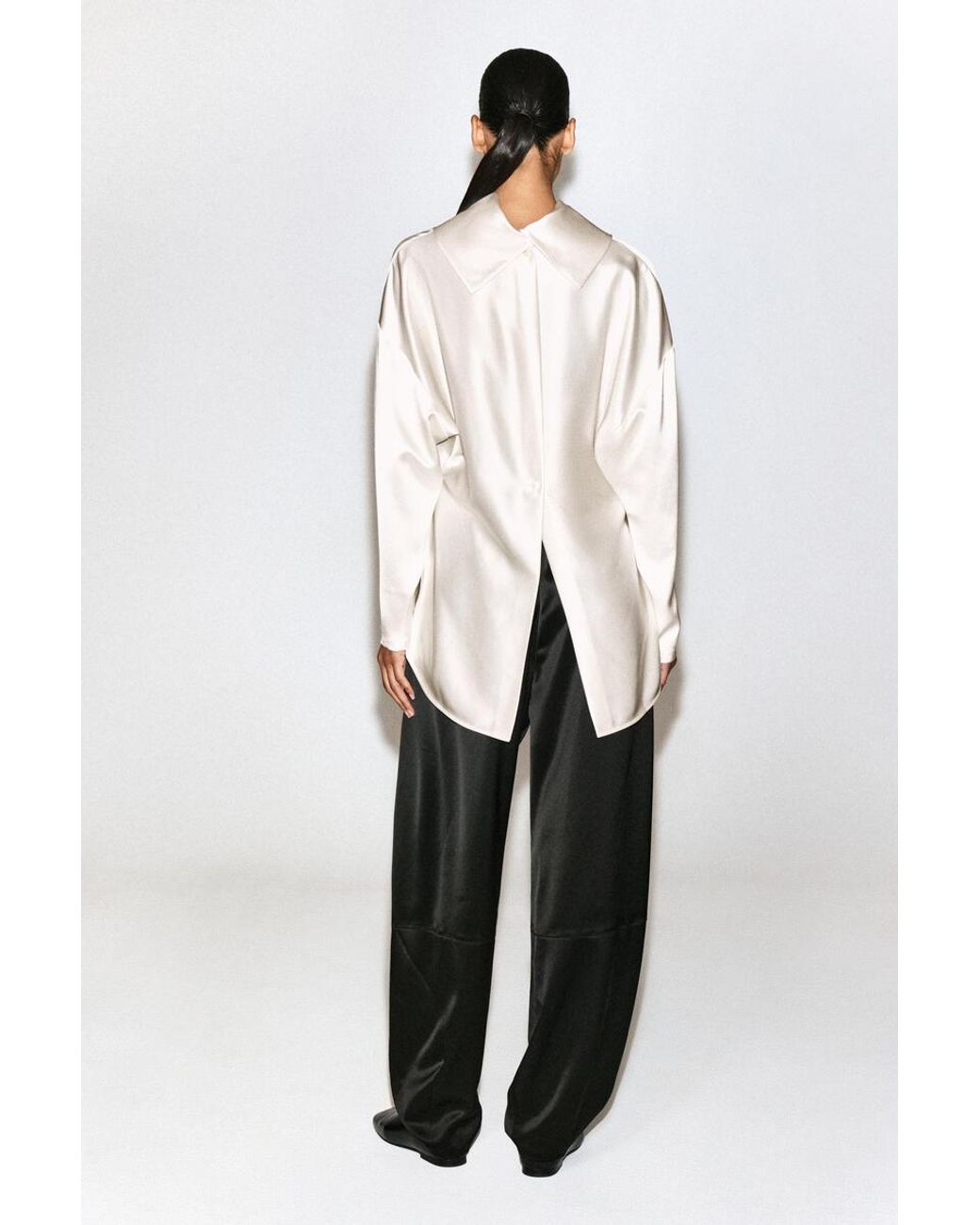 COS White Cowl-Neck Satin Blouse