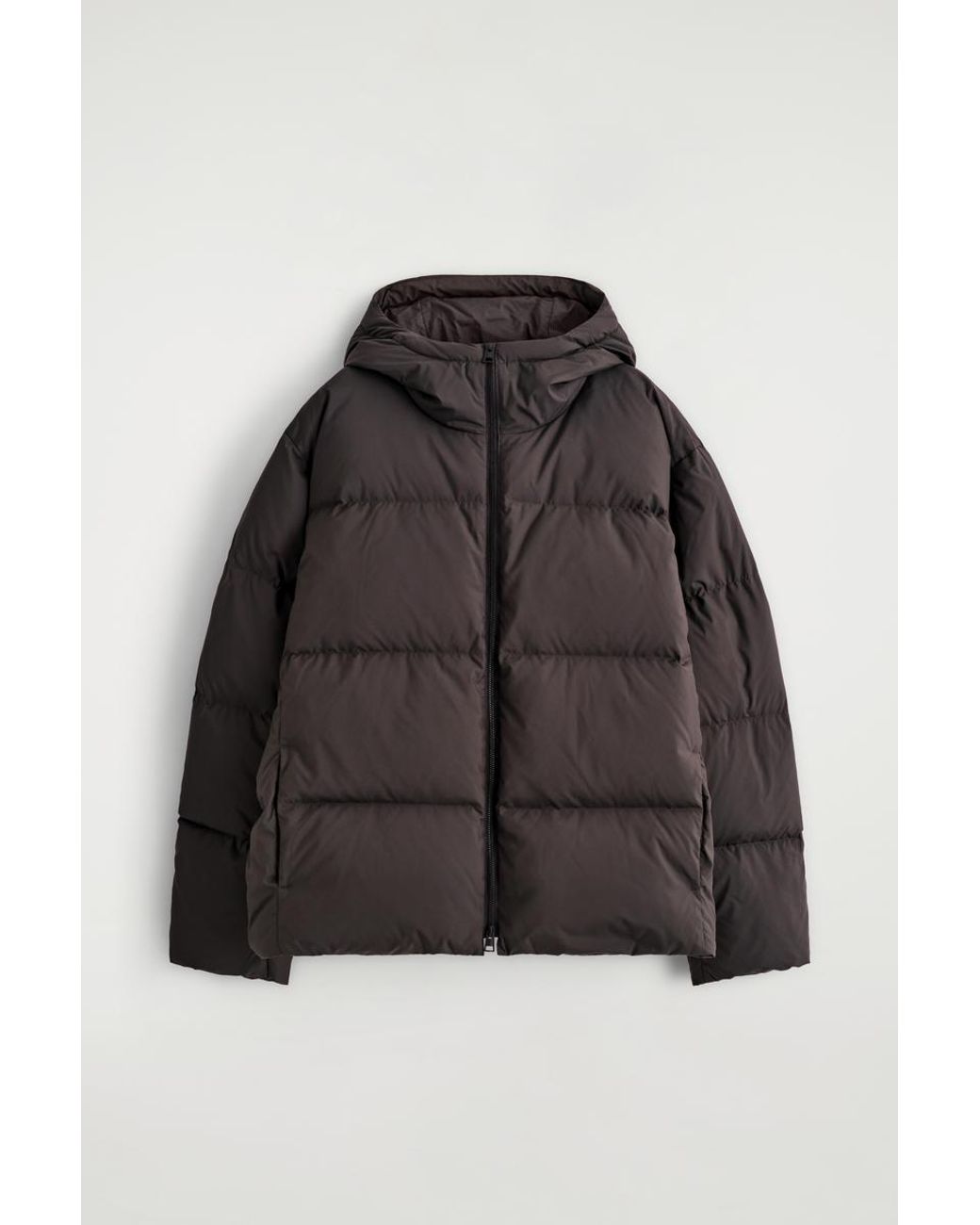 COS Black Hooded Down Puffer Jacket for men