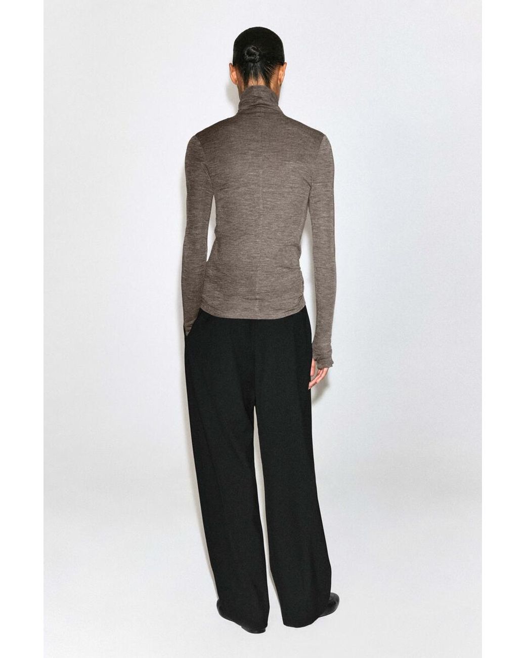 COS Brown Merino Wool High-Neck Top