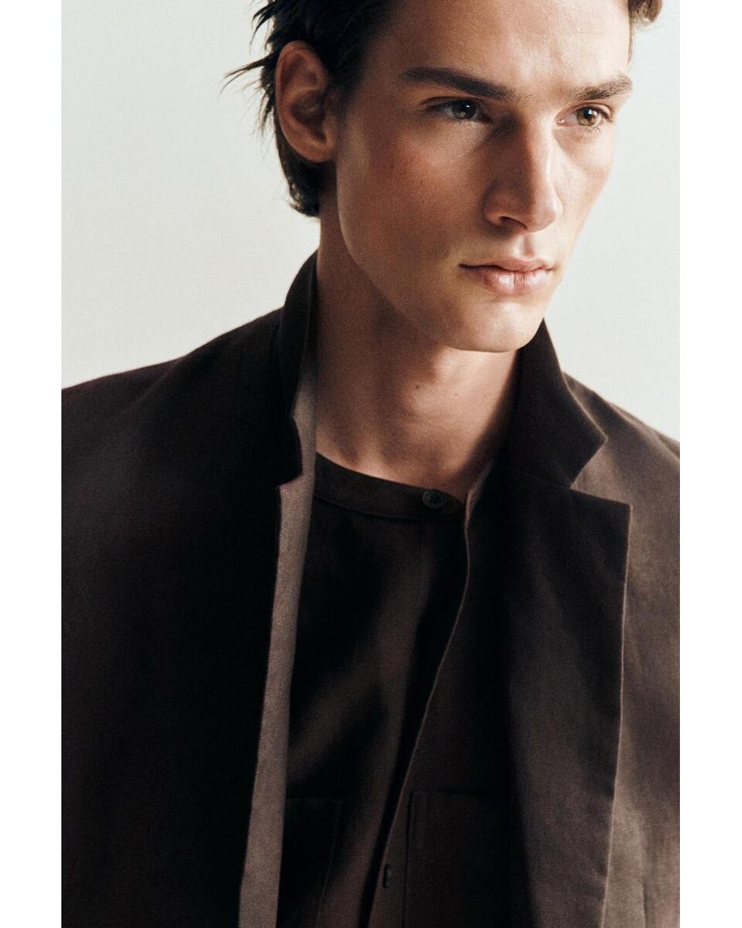 COS Brown Single-Breasted Linen Blazer for men