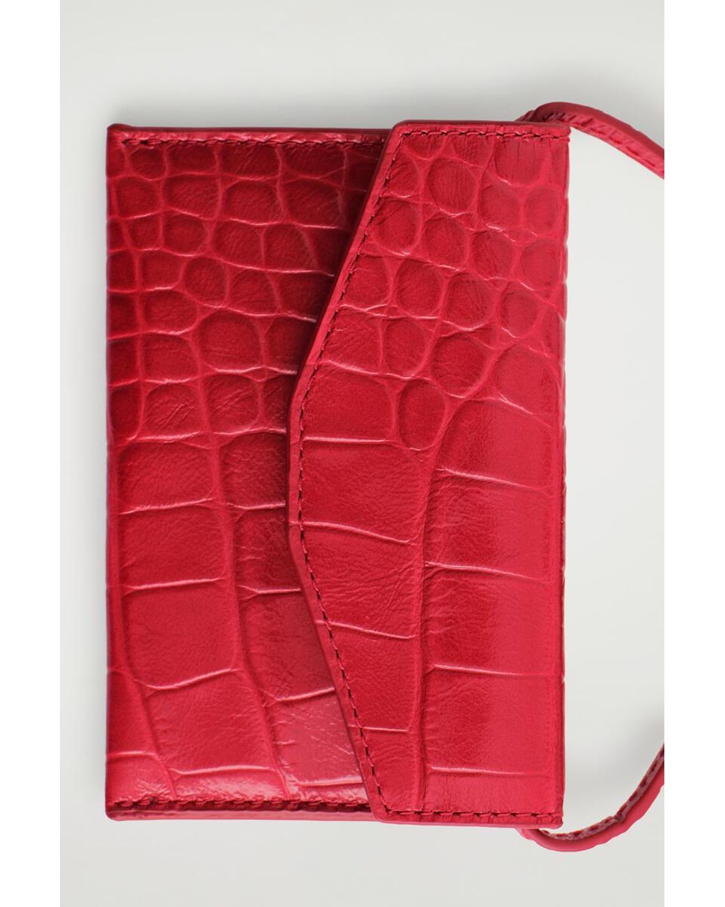 COS Red Croc-Effect Leather Cardholder