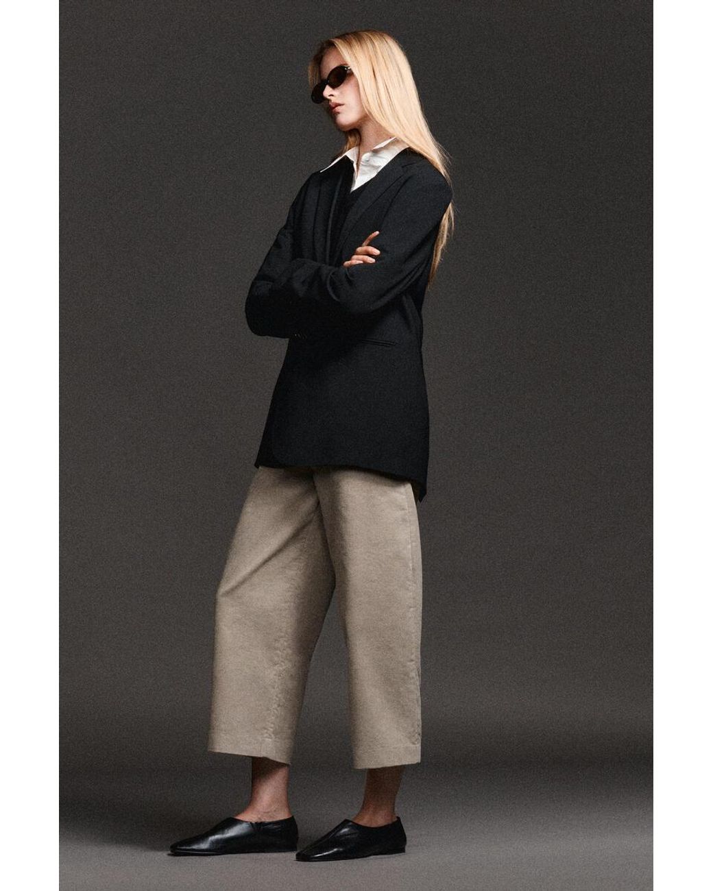 COS Natural Corduroy Barrel-Leg Pants