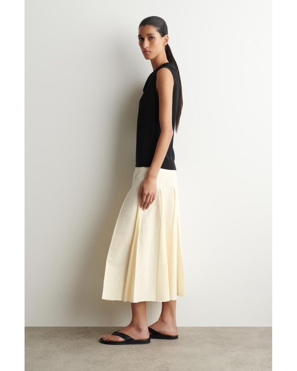 COS Black Sailor-Collar Knitted Cotton-Silk Top