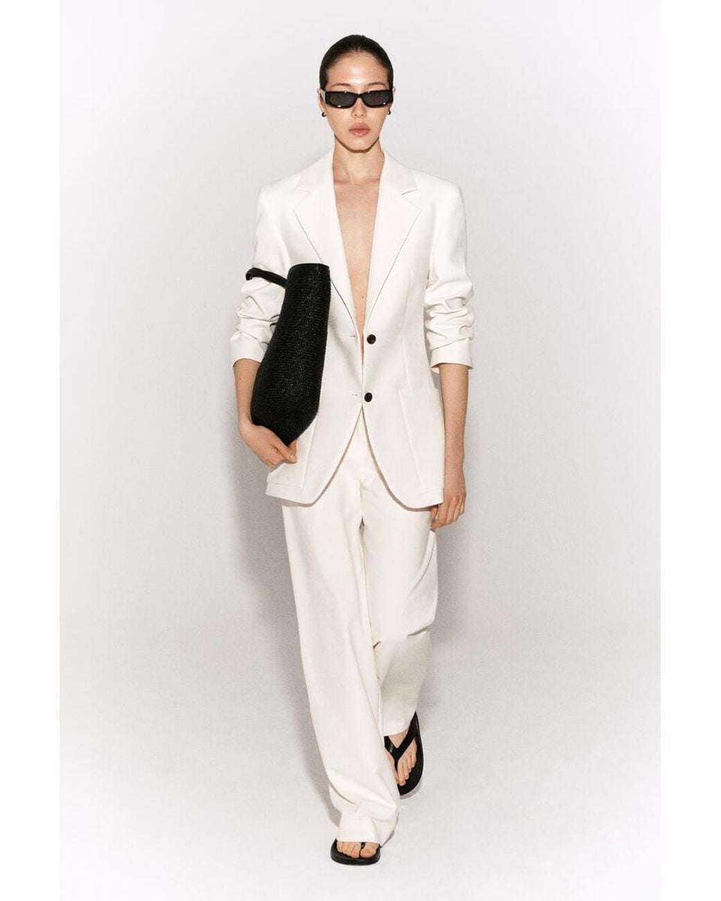 COS Natural Textured Slim Straight-Leg Pants