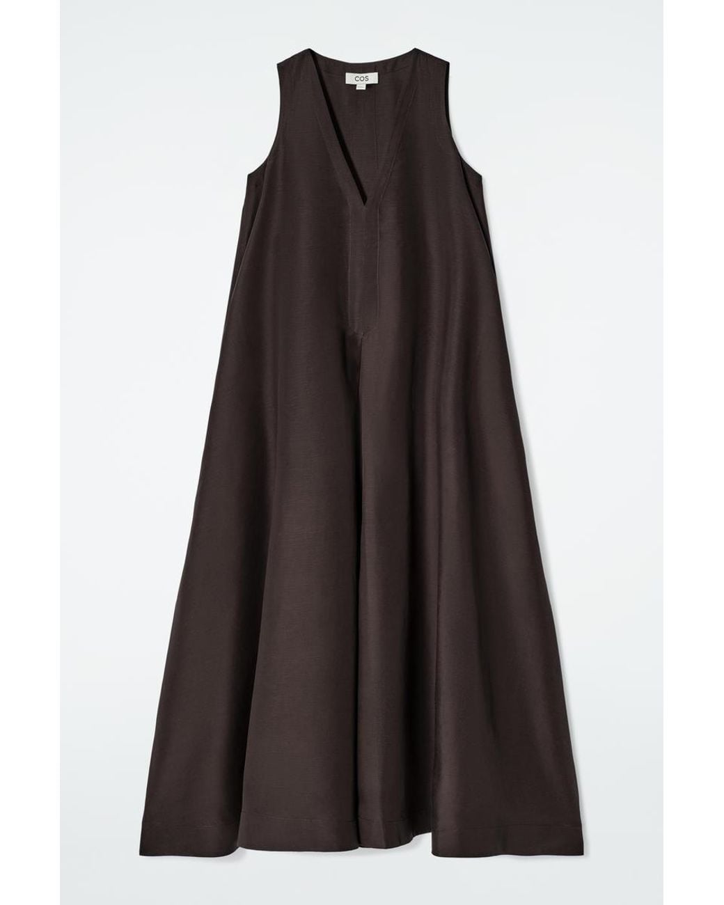COS A-Line Linen-Blend Maxi Dress in Black | Lyst