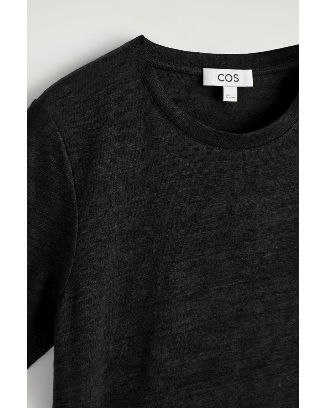 COS Black Crew-Neck Linen T-Shirt