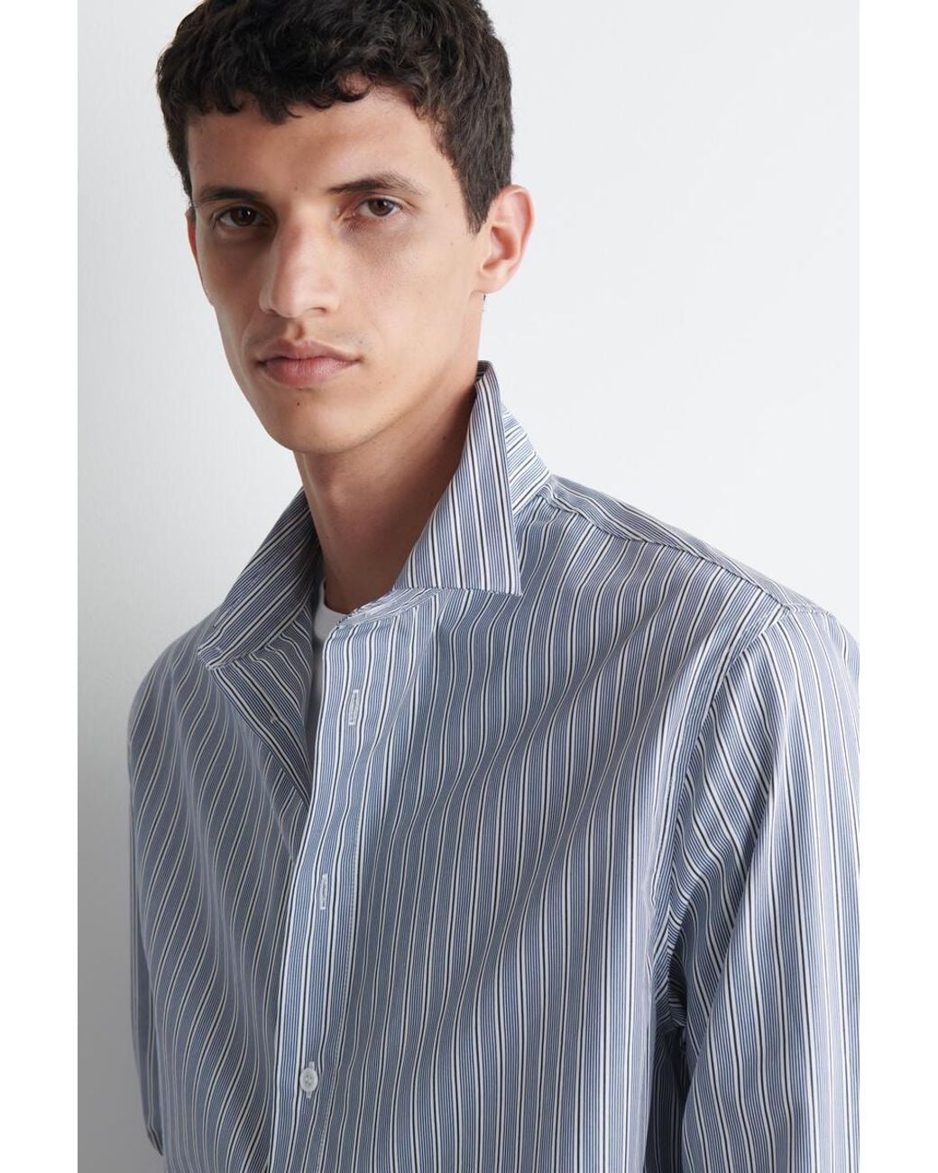 COS Blue Relaxed Striped Cotton Shirt for men