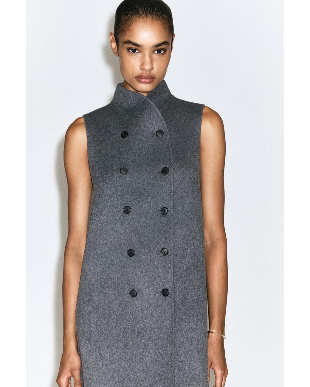 COS Blue Double-Faced Wool-Blend Mini Dress