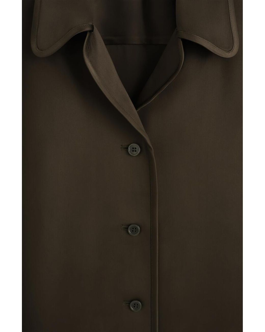 COS Brown Contrast-Piped Satin Shirt