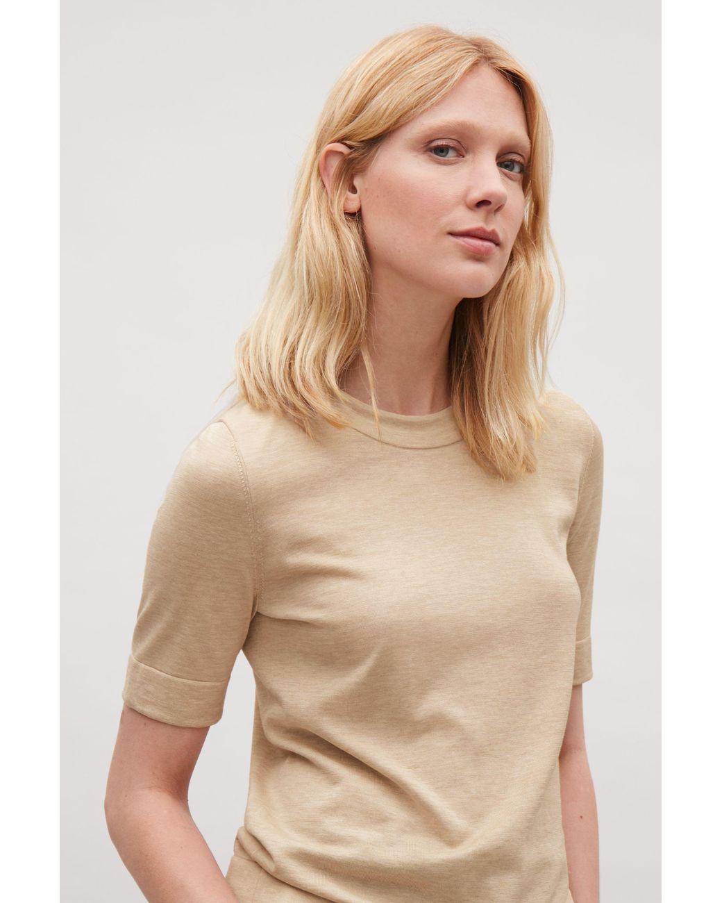 COS Knitted Silk-cotton T-shirt | Lyst