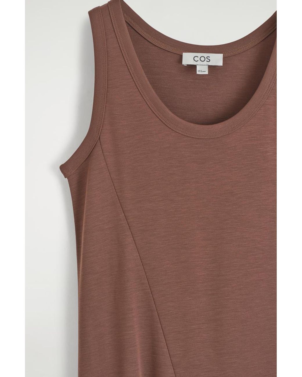 COS Asymmetric Jersey Midi Dress in Brown | Lyst