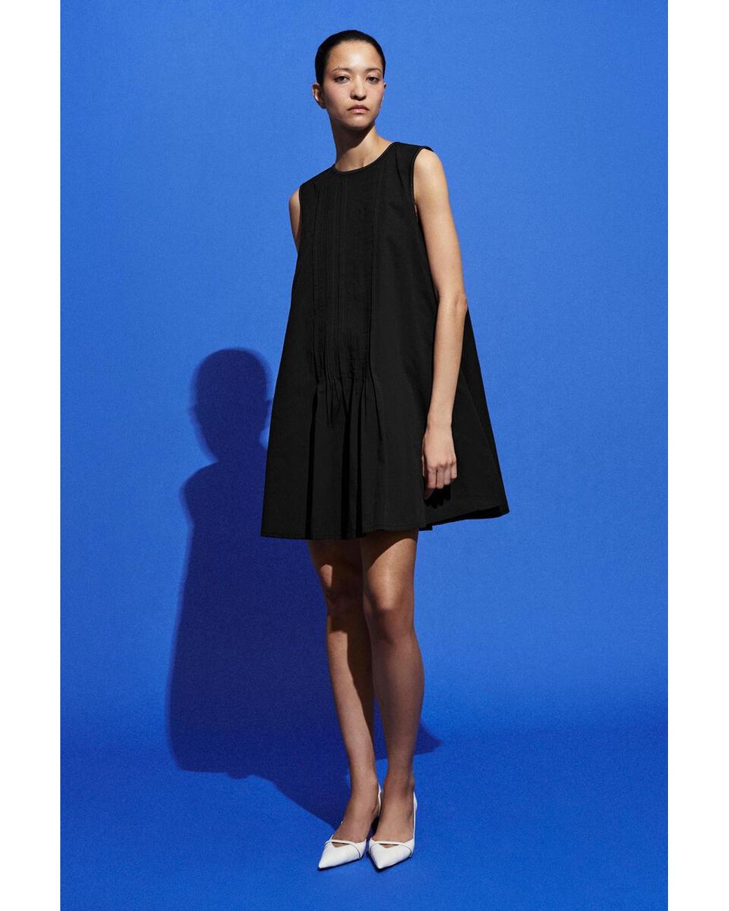 cos layered dress Pintucked Mini in Blue Dark Forest