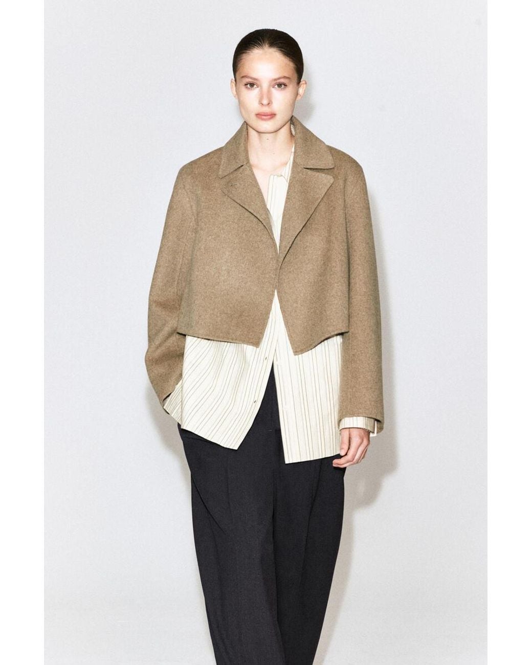 COS Natural Oversized Cropped Double-Faced Wool Jacket