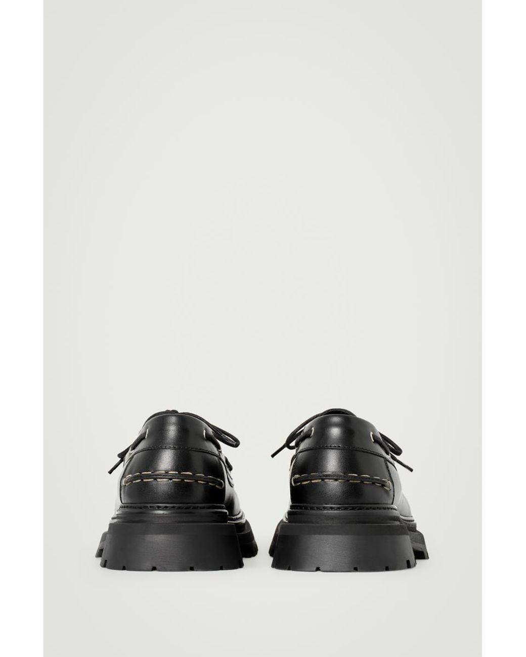 COS Chunky Leather Boat Shoes in Black for Men | Lyst