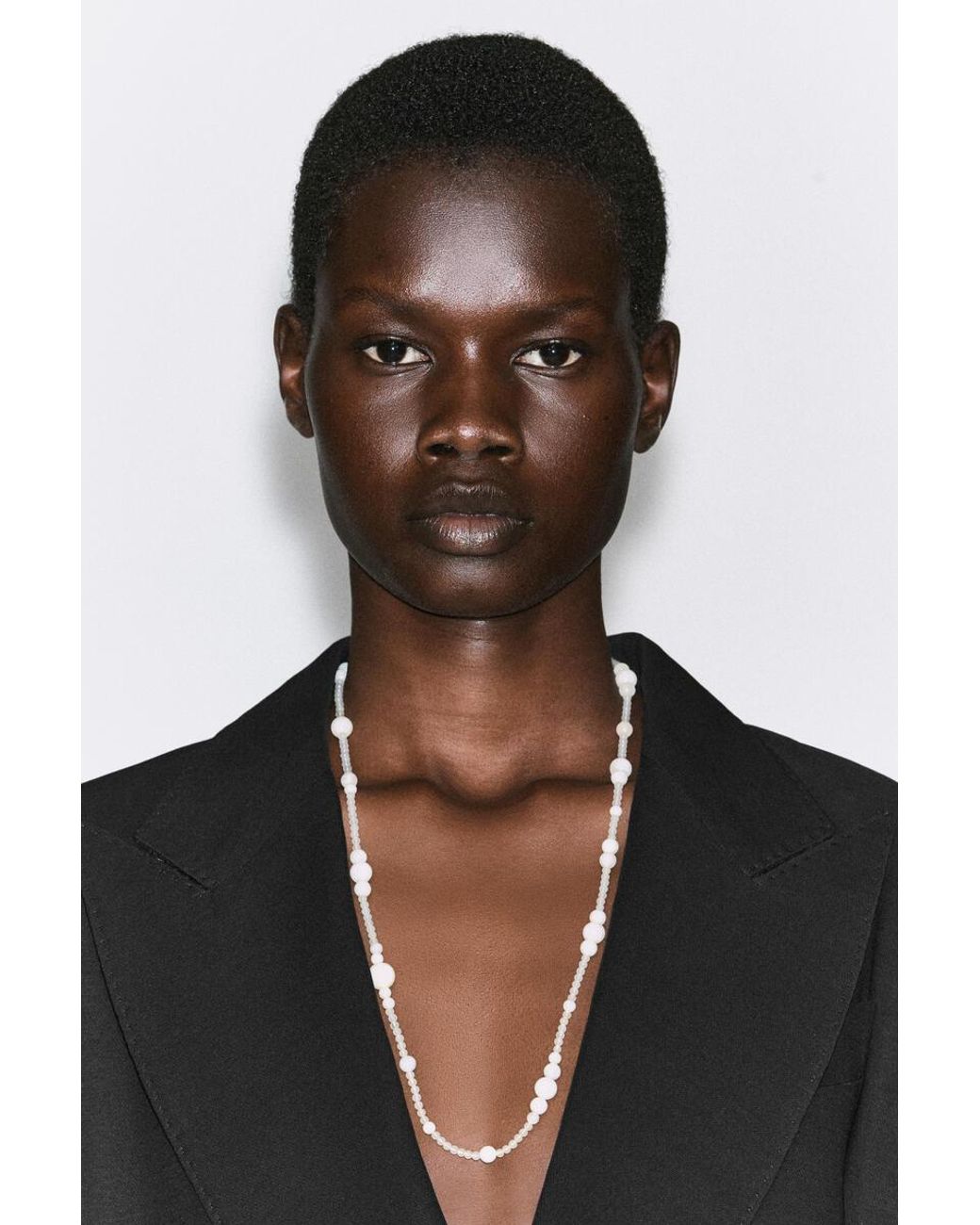 COS White Beaded Jade Necklace