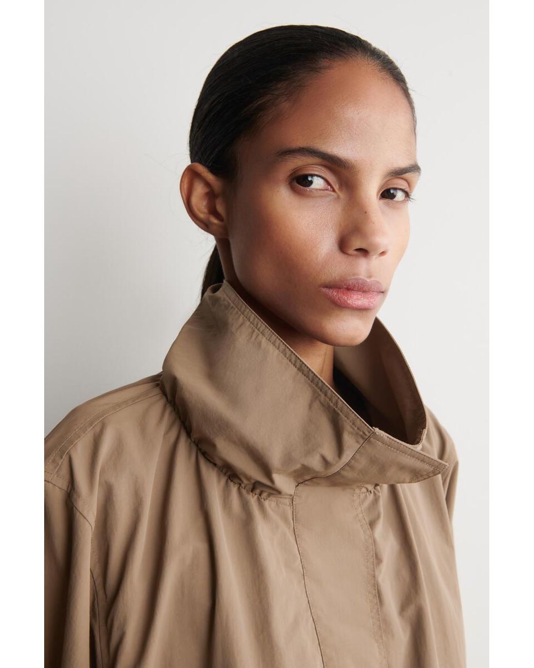 COS Natural Nylon Funnel-Neck Jacket