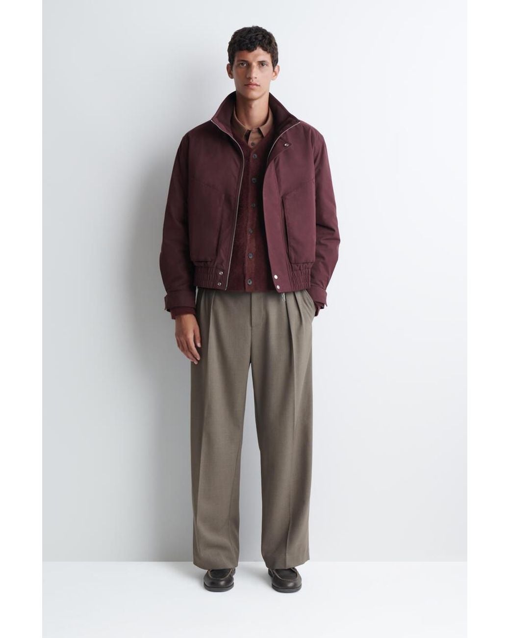 COS Red Brushed-Cashmere V-Neck Cardigan for men