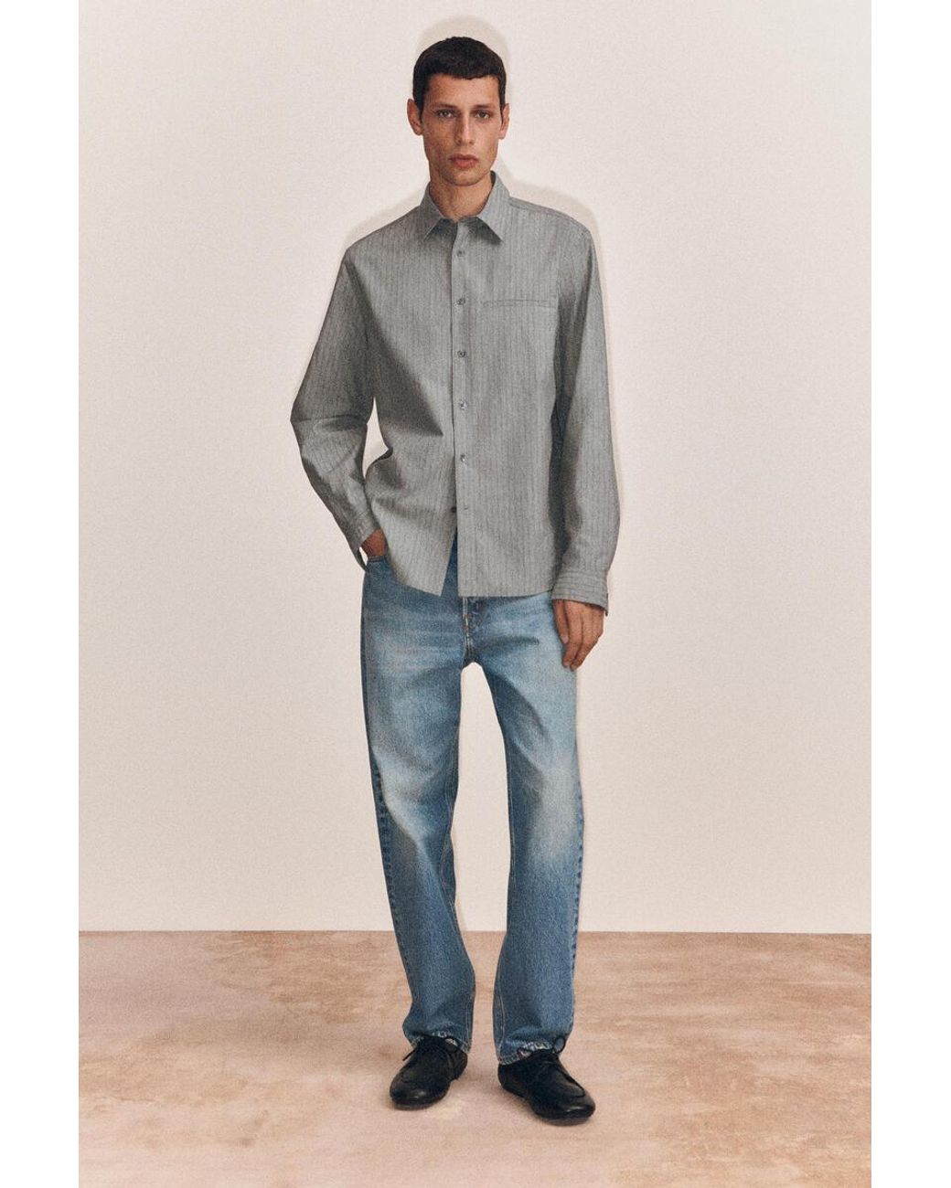 COS Gray Striped Cotton Shirt for men