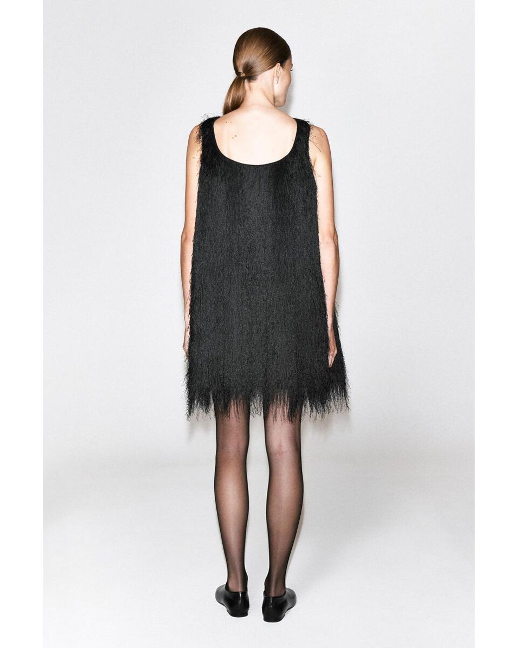 COS Black Fringed Mini Dress