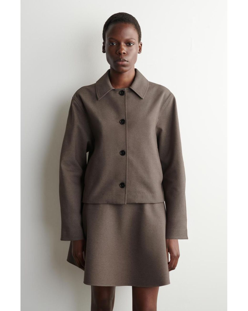 COS Brown Rounded Jersey Jacket