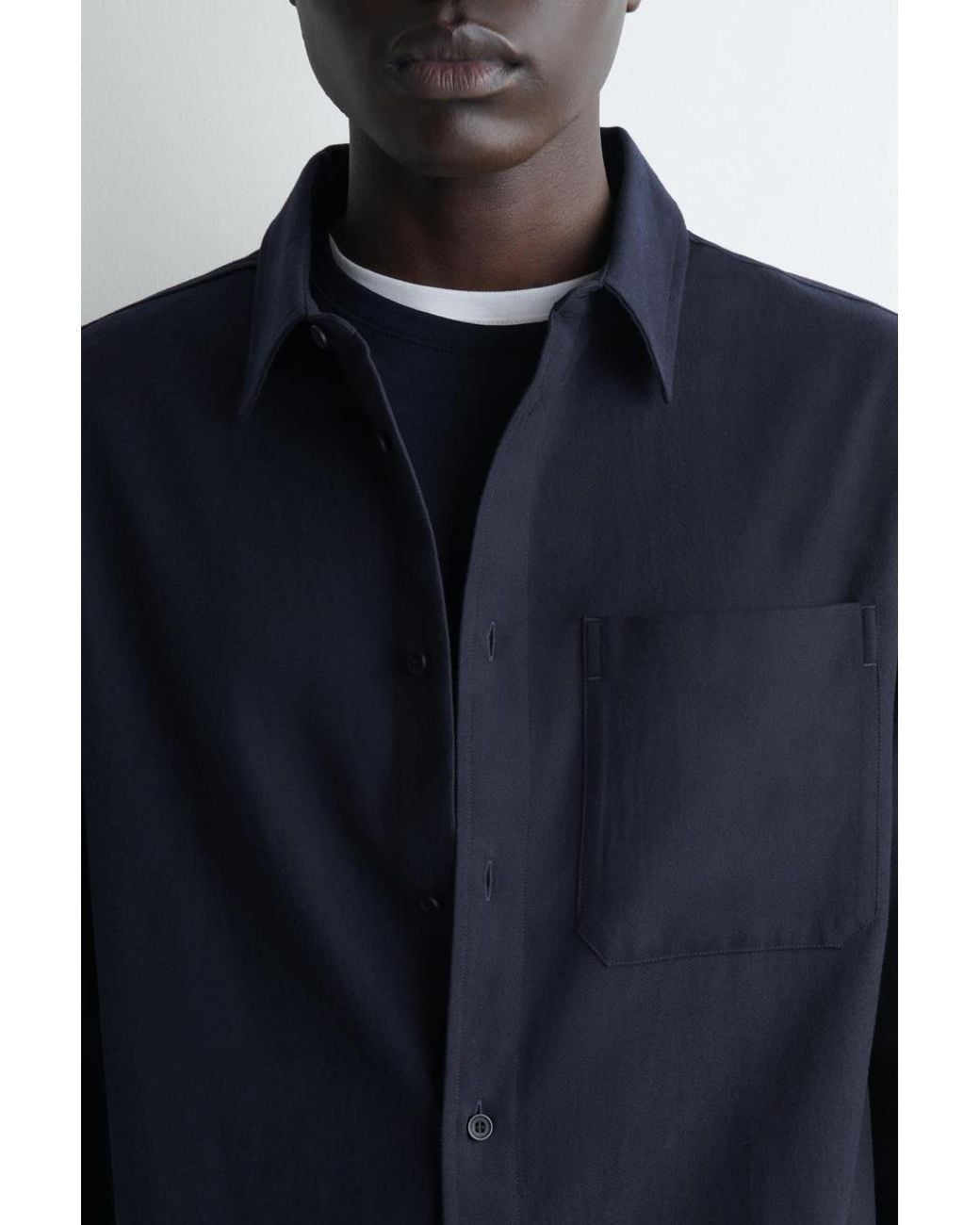 COS Blue Relaxed Brushed Cotton-Blend Shirt for men
