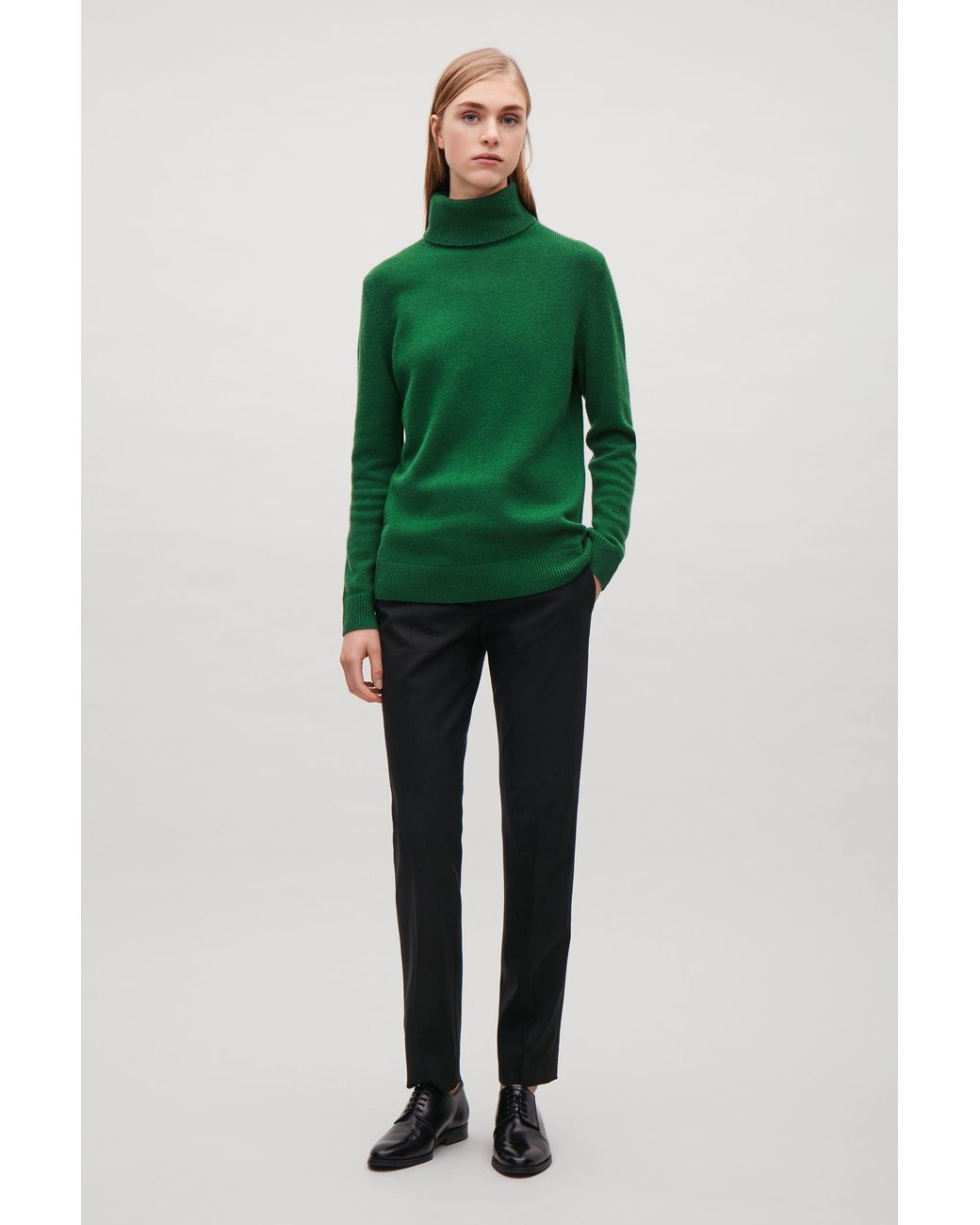 COS High-neck Cashmere Jumper in Green | Lyst