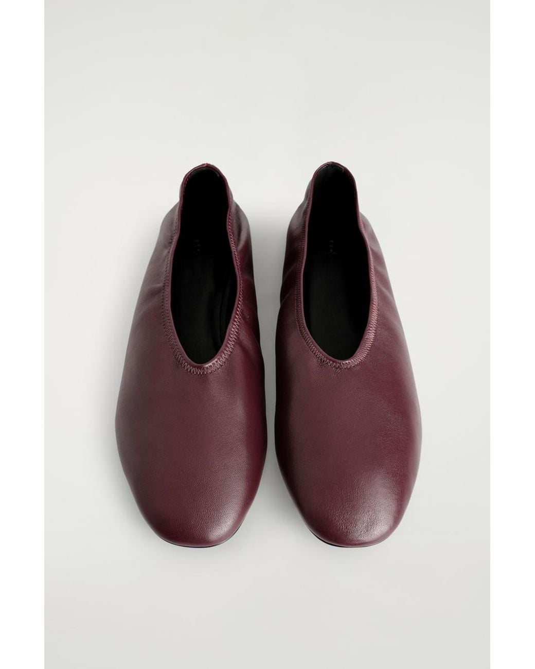 COS Red Minimal Leather Ballet Flats