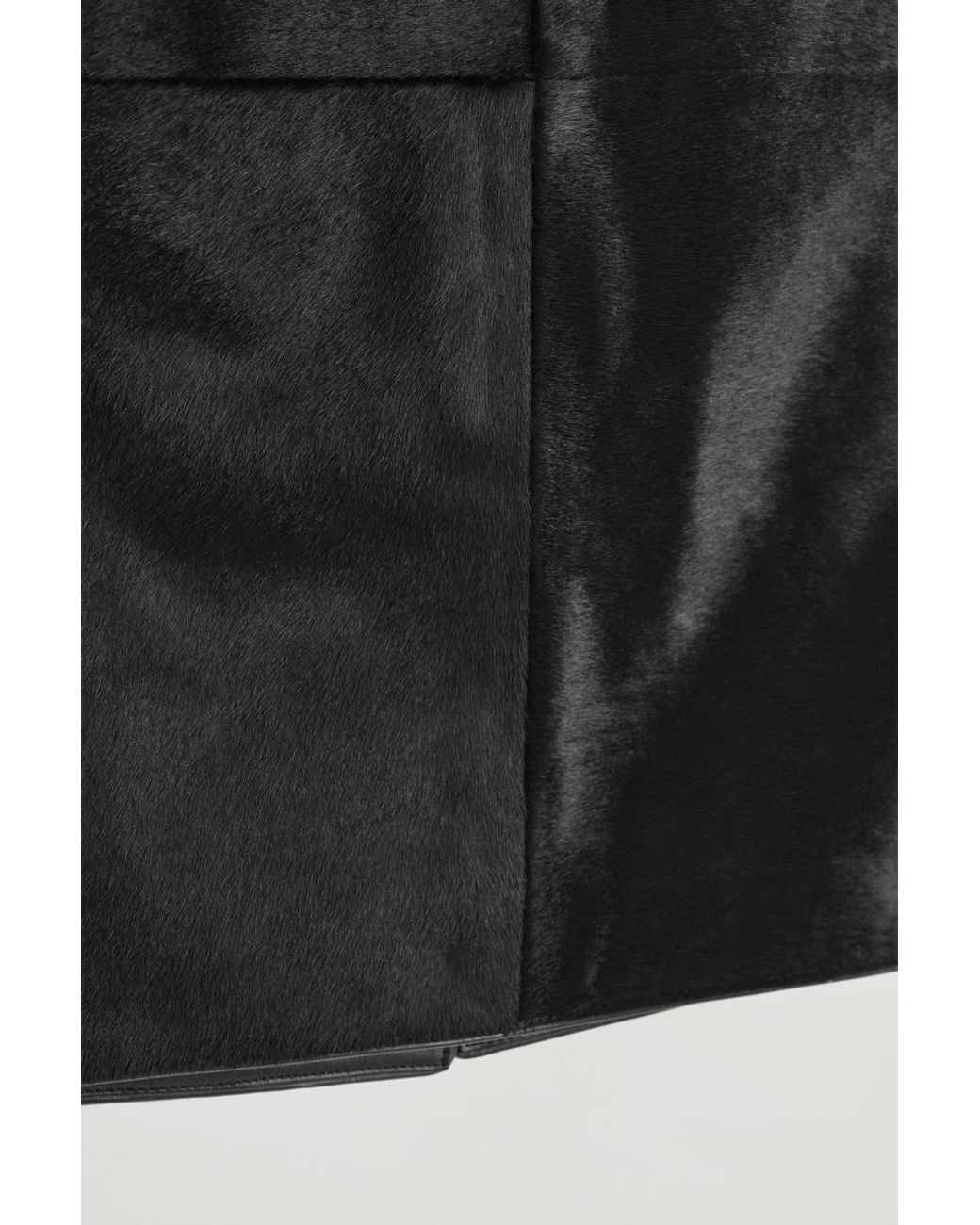COS Black Pony Hair-Effect Leather Midi Skirt