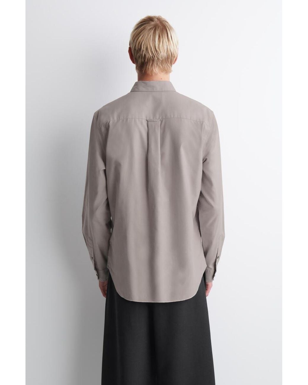 COS Gray Button-Down Collar Brushed Oxford Shirt for men