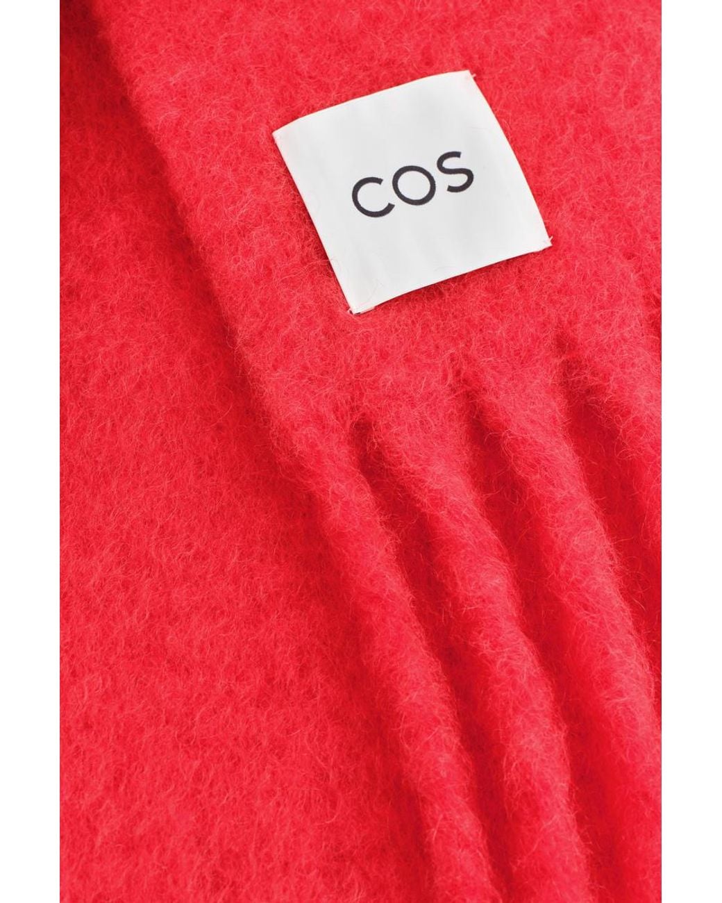 COS Pink Fringed Brushed-mohair Scarf