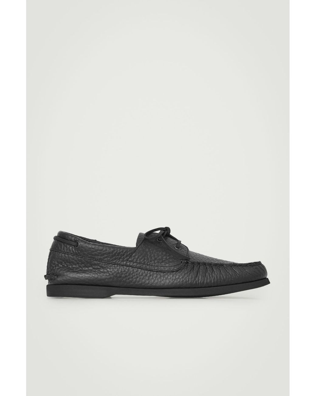 COS Grained-leather Boat Shoes in Black for Men | Lyst
