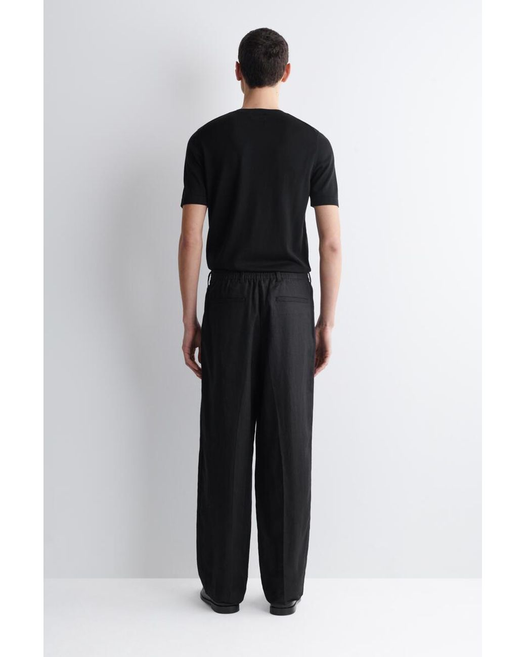 COS Black Linen Relaxed-Fit Straight-Leg Pants for men