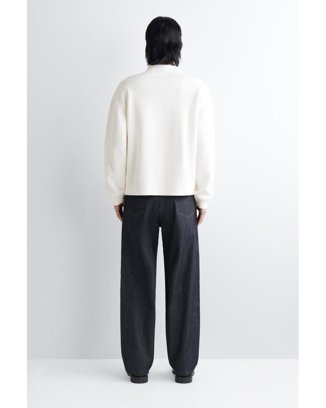 COS White Waffle-Knit Cotton V-Neck Sweatshirt for men