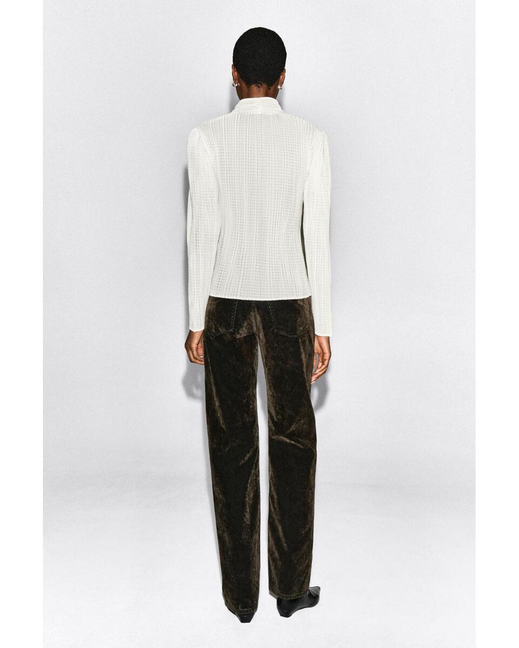 COS White Pleated Jacquard Cardigan