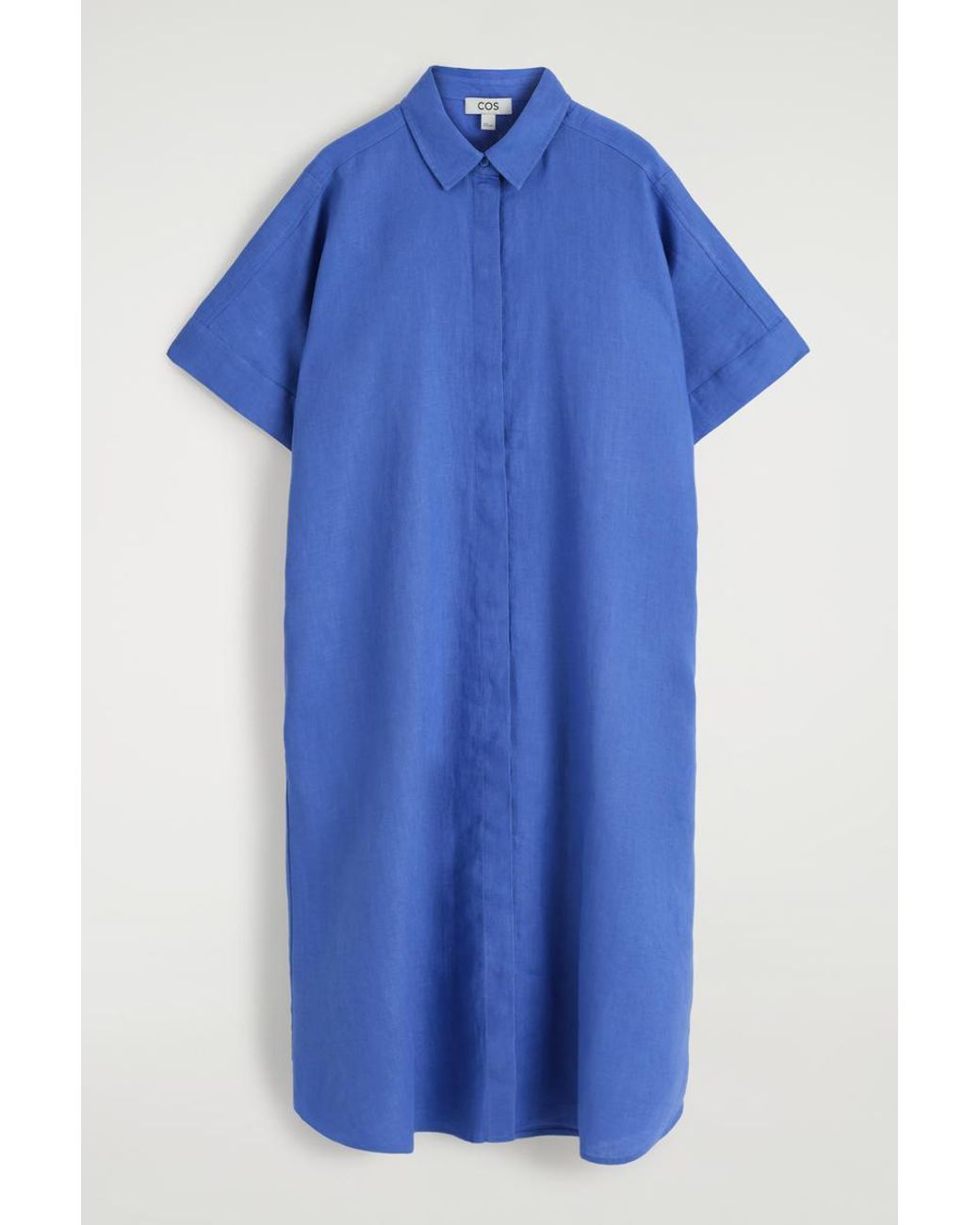 COS Linen Midi Shirt Dress in Blue | Lyst