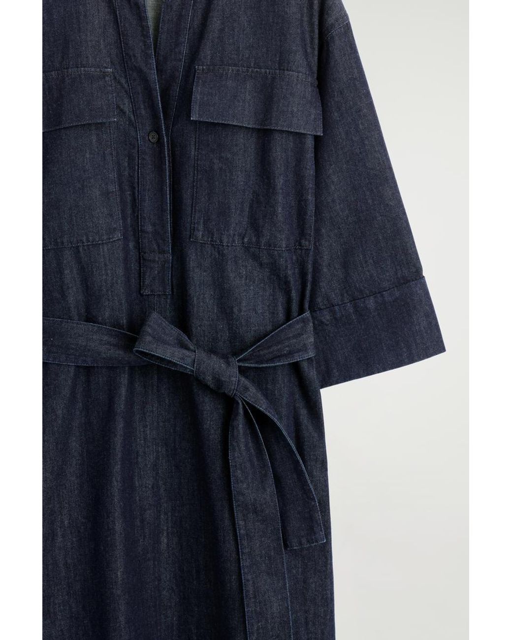 COS Blue Denim Utility Midi Shirt Dress