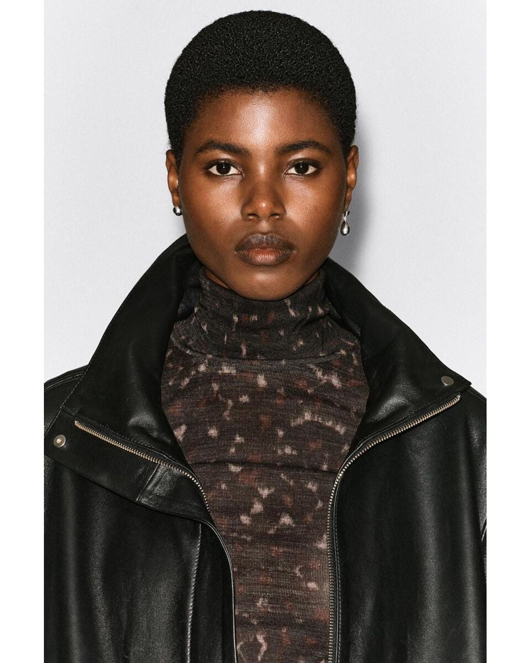 COS Black Merino Wool High-Neck Top