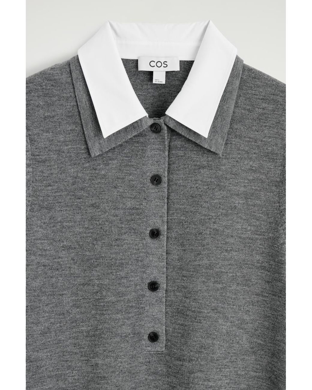 COS Gray Layered-Collar Merino Wool Mini Dress