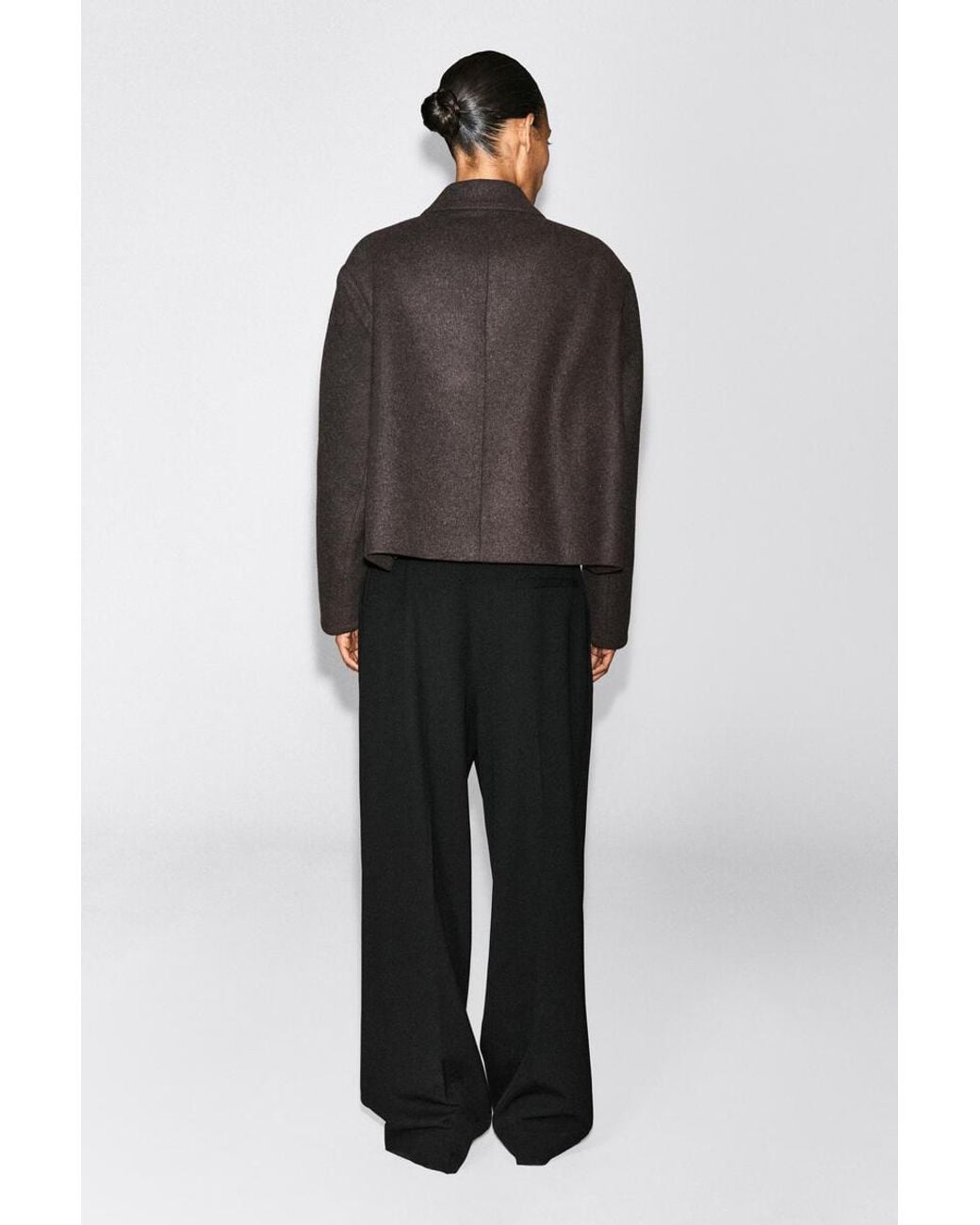 COS Brown Oversized Cropped Boiled Wool-Blend Blazer