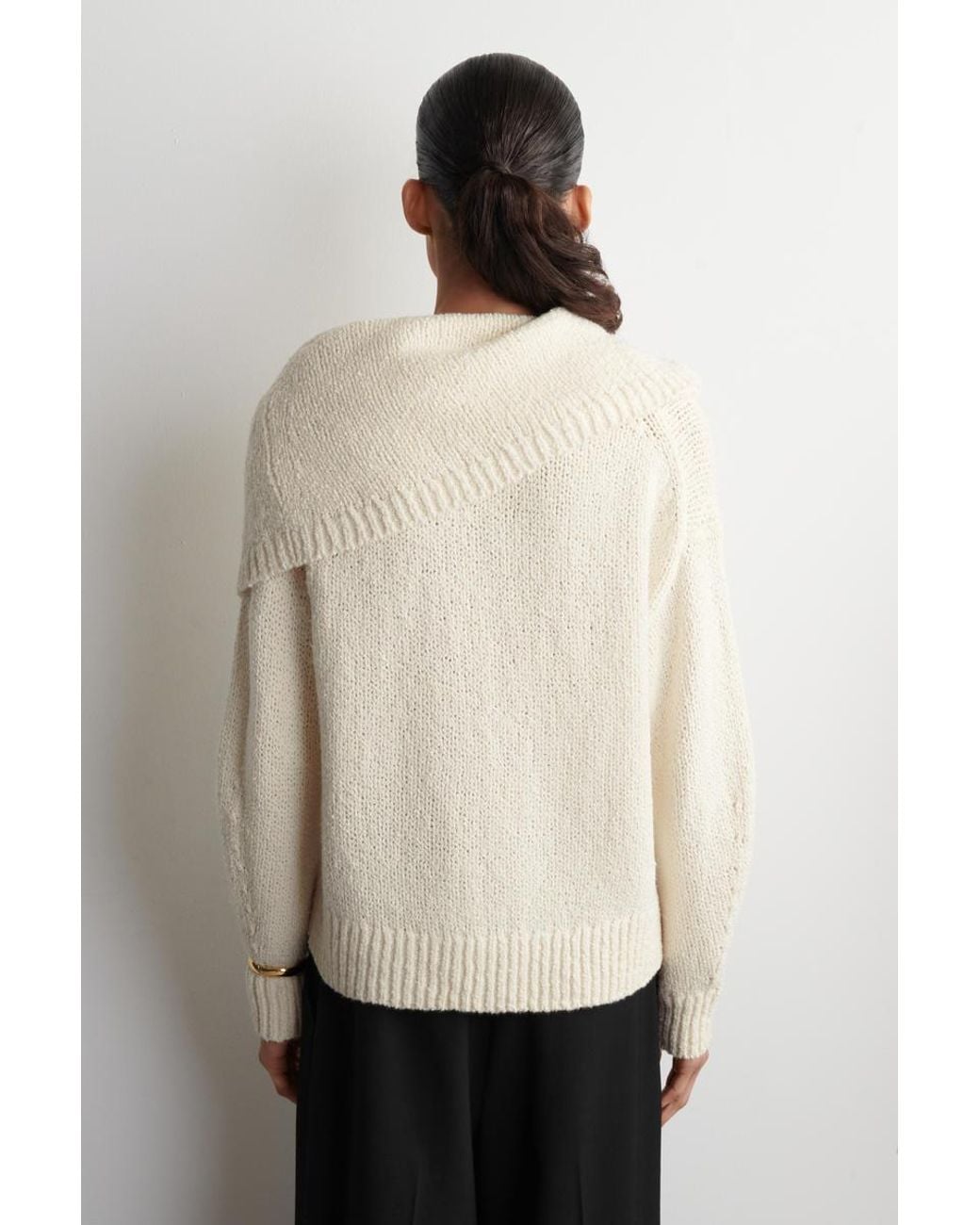 COS Natural Layered Shawl Merino-Cashmere Sweater