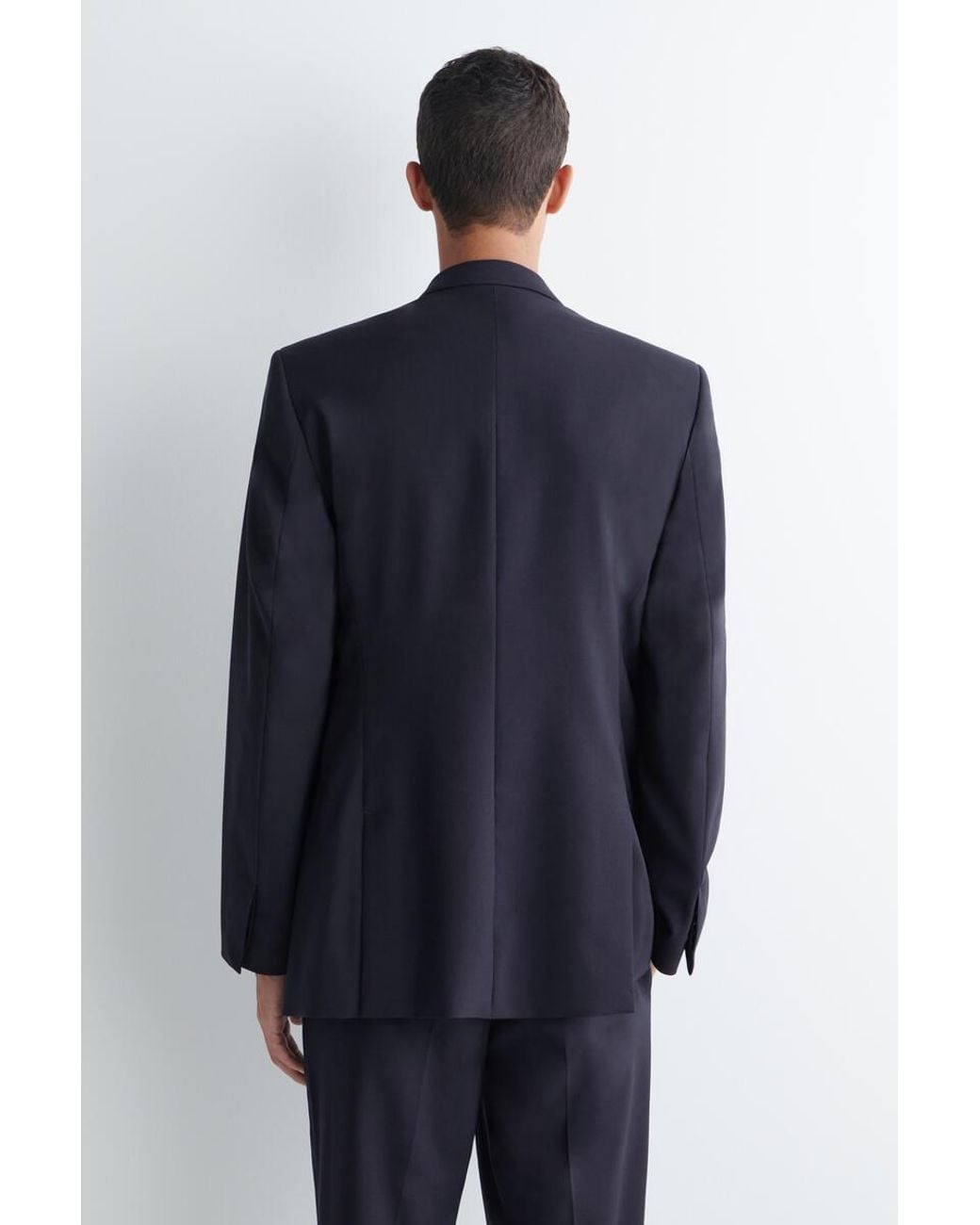 COS Blue Slim Double-Breasted Wool Blazer for men